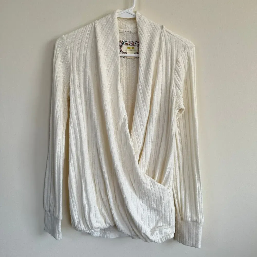 Anthropologie Maeve Rafaela Faux Wrap Deep V-Neck Long Sleeve X-SMALL - Picture 2 of 13